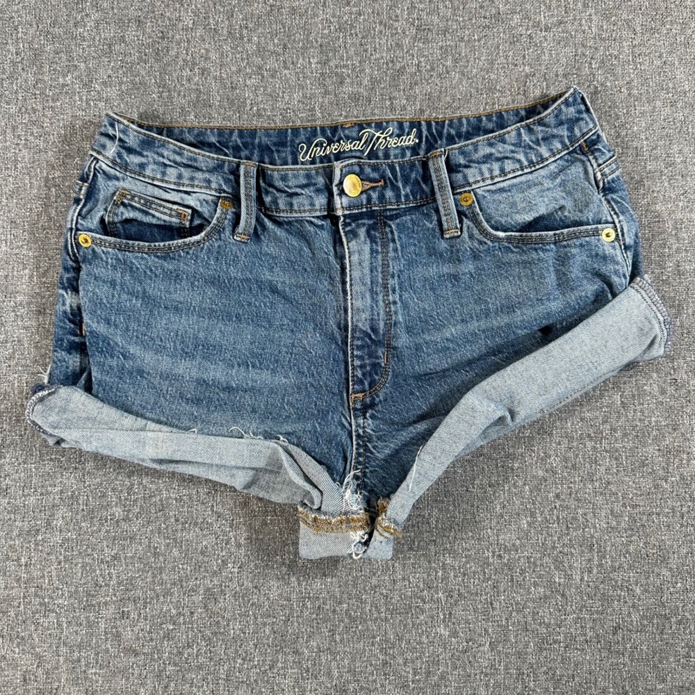 Universal Thread High Rise Shortie Denim Shorts Blue Wash Womens Size 8 29R